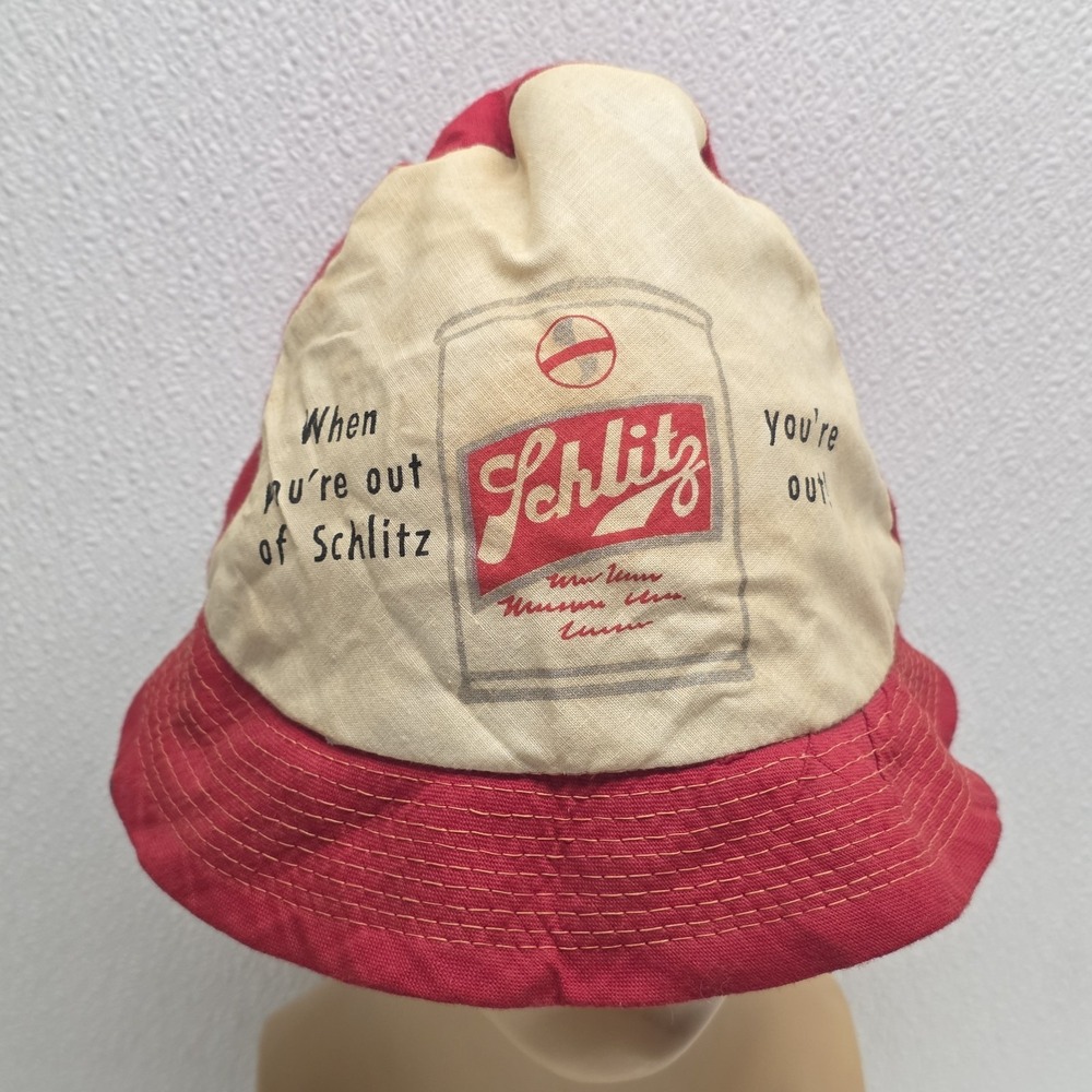 Schlitz Beer Vintage Red & White Man Cave Bucket Hat